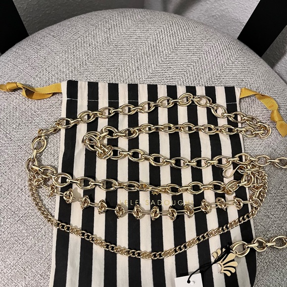 LELE SADOUGHI NWT AUTHENTIC GOLD MIXED-CHAIN CLASSIC CHAIN BELT main image 5